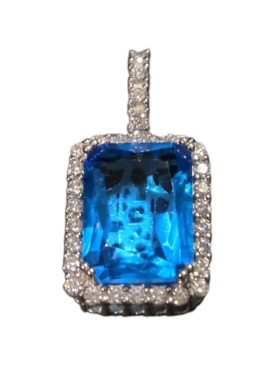 HarlemBling Jewelry - Iced Out Solid 925 Sterling Silver Natural Blue Sapphire & Moissanite Pendant